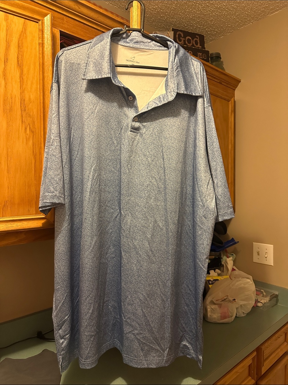 Properly Tied Inlet Hook Light Blue Patterned Polo Shirt